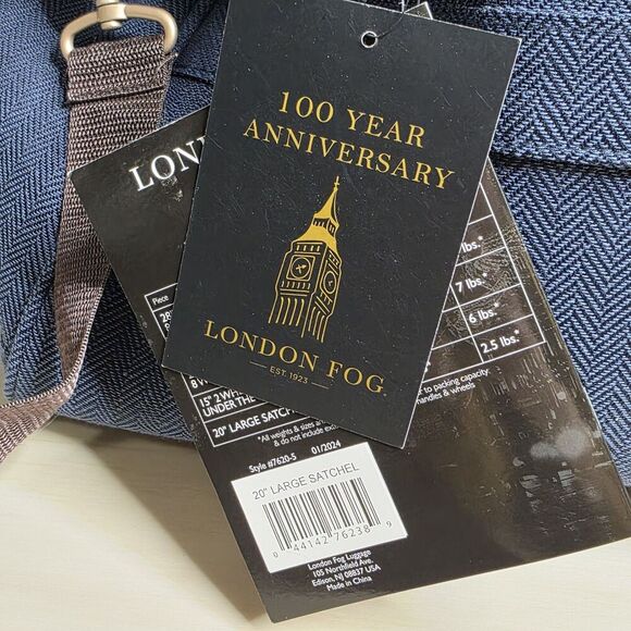 London Fog Yorkshire Large Satchel Bag Navy Blue New with Tags - Picture 6 of 13